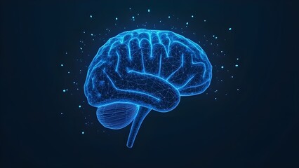Digital Wireframe of a Brain Showcasing Neural Connections