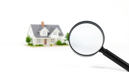 Magnifying Glass Focuses On Small House Model