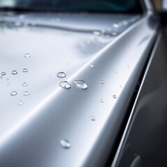Gleaming Finish Car Hood During Wash