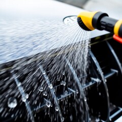 Gleaming Front Water Spray on Car Grille