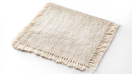a woven rectangular placemat with a fringed edge