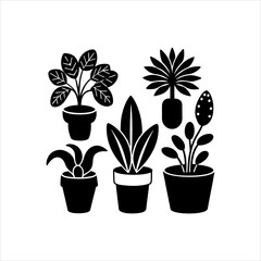  Indoor plants vector silhouette design
