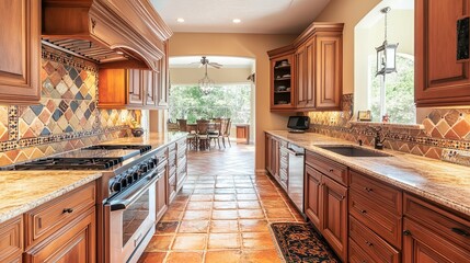 Mediterranean Kitchen: Rustic Charm with Terracotta Tiles and Warm Wood