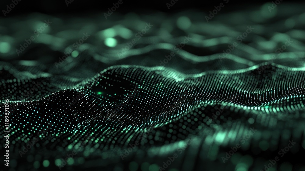 Aufkleber abstract green digital waveform: a mesmerizing visualization of data flow and digital energy