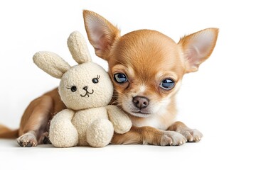 Obraz premium Adorable Chihuahua with Its Toy Bunny