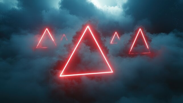 3D neon light triangles interwoven in a pattern that shifts and evolves with a smooth glow.