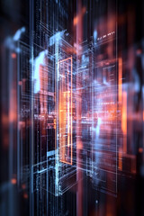 Obraz premium Abstract digital data stream, glowing pathways, futuristic technology, background matrix, for tech concepts