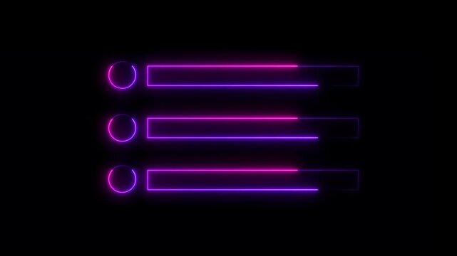 Glowing neon animated of menu Icon. Neon menu button icon , Glowing neon line animation.