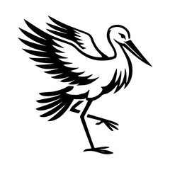 Fototapeta premium Simple Vector Icon of a White Stork – Logo Design Illustration