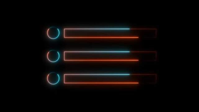 Glowing neon animated of menu Icon. Neon menu button icon , Glowing neon line animation.