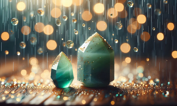 Heilsteine gr&uuml;n_Heilkristalle gr&uuml;ner Kristall Quarz, Edelstein, close-up, copy space