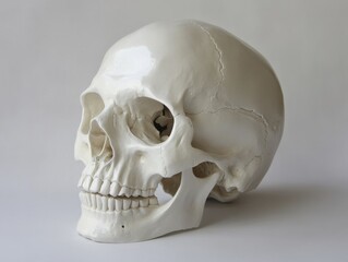 Obraz premium a white human skull on a white background
