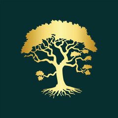 Golden Tree Design Silhouette
