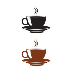 Coffee cup silhouettes with white background and color vector, Original Vectors of Coffee Cups Logo Art Symbol Design Icons Illustration