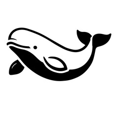Obraz premium Simple Vector Icon of a Beluga whale – Logo Design Illustration