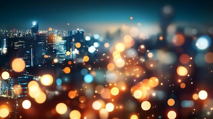 Obraz premium Night Cityscape Illuminated With Sparkling Lights