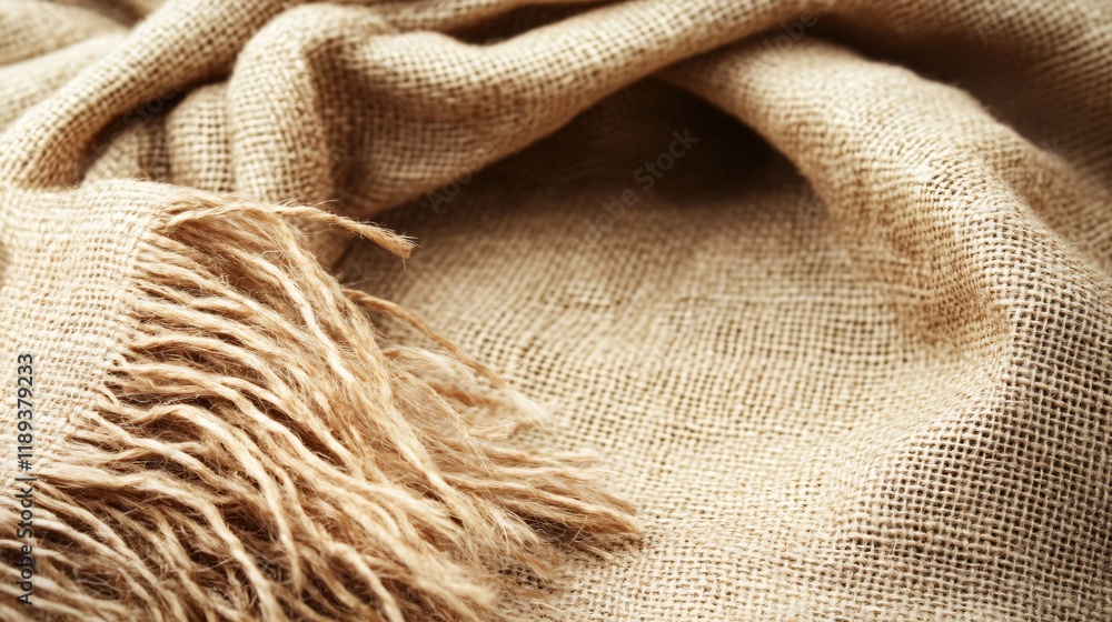 Aufkleber rustic burlap texture with fringes background