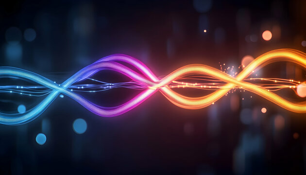 Abstract glowing wave energy flow;  cosmic background, science concept; website banner