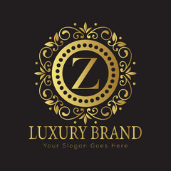Letter Luxury brand logo design with a royal gold crown emblem and elegant typography
