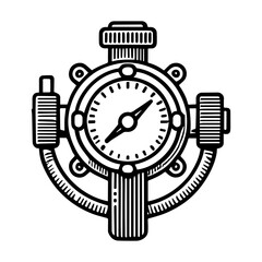 Simple Vector Icon of a Diving Regulator – Logo Design Illustration