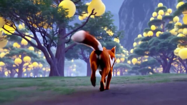 a fox walking in the forest