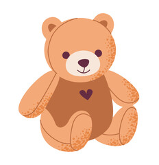 Cute vector illustration of a teddy bear. Kids plush toy.