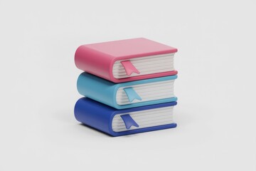 A stack of three colorful books, representing knowledge and education.