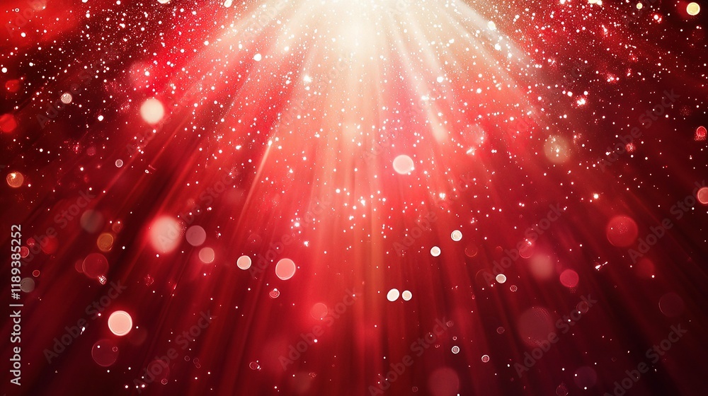 Poster vintage shiny red background with light rays and texture