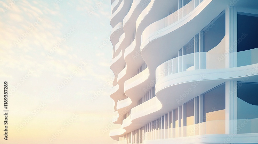 Poster modern 3d rendering of a residential building in a new area