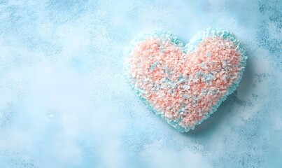 Obraz premium Pastel pink and blue heart on blue background.