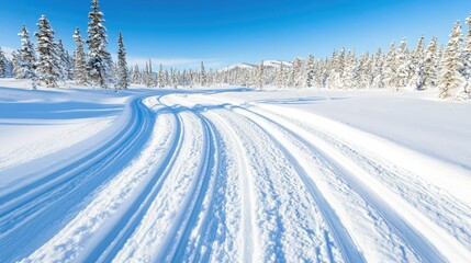 Obraz premium SnowCovered Trail in Winter Forest