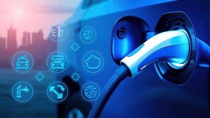 Electric Vehicle Charging Innovation Cityscape Background