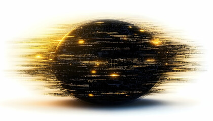 Data sphere spinning, futuristic technology, abstract background, digital information visualization, ideal for tech concepts