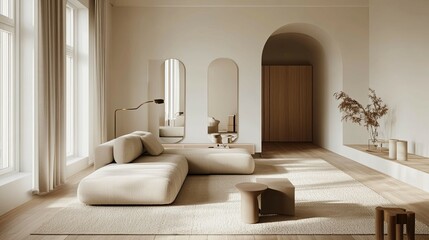 Modern living room interior with luxury furniture and contemporary decor