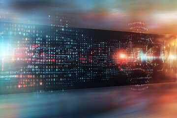 Obraz premium Data stream flowing through digital space, futuristic technology background, ideal for tech presentations