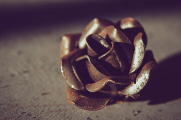 Forged metal rose. Handmade metal rose.