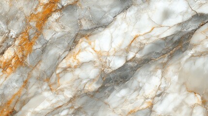 Naklejka premium Close-up of elegant marble texture with gray, white, and orange veins.