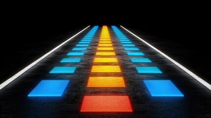 3D radiant beams of neon light stretching across the space, forming a dynamic abstract scene.