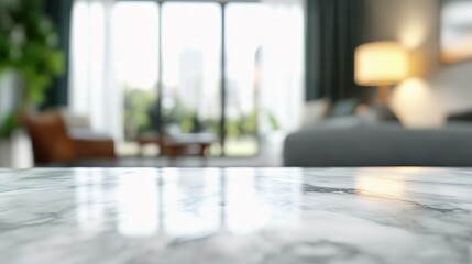 Soft Blurred Marble Surface in Modern Living Room Setting
