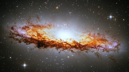 Celestial spiral galaxy with vibrant colors and numerous stars.