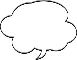 Speech bubble, round and simple.