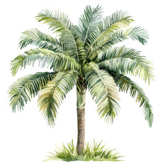 A watercolor vector painting of a Sago Palm, isolated on a white background. Sago Palm vector.

