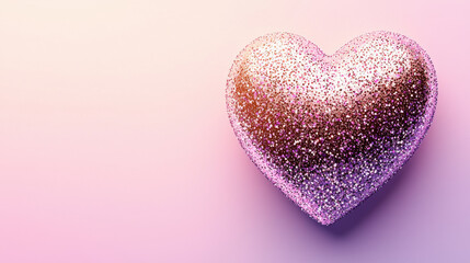 Obraz premium Glittery heart with soft pink and lavender gradient background, evoking warmth and love