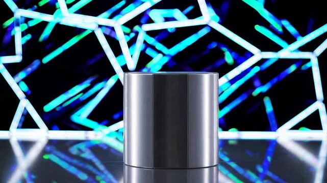 futuristic background with a hexagonal podium, creating a modern and sleek