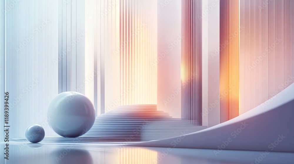 Poster clean and modern data visualization featuring elegant 3d graphs and flowing lines illuminated by sof