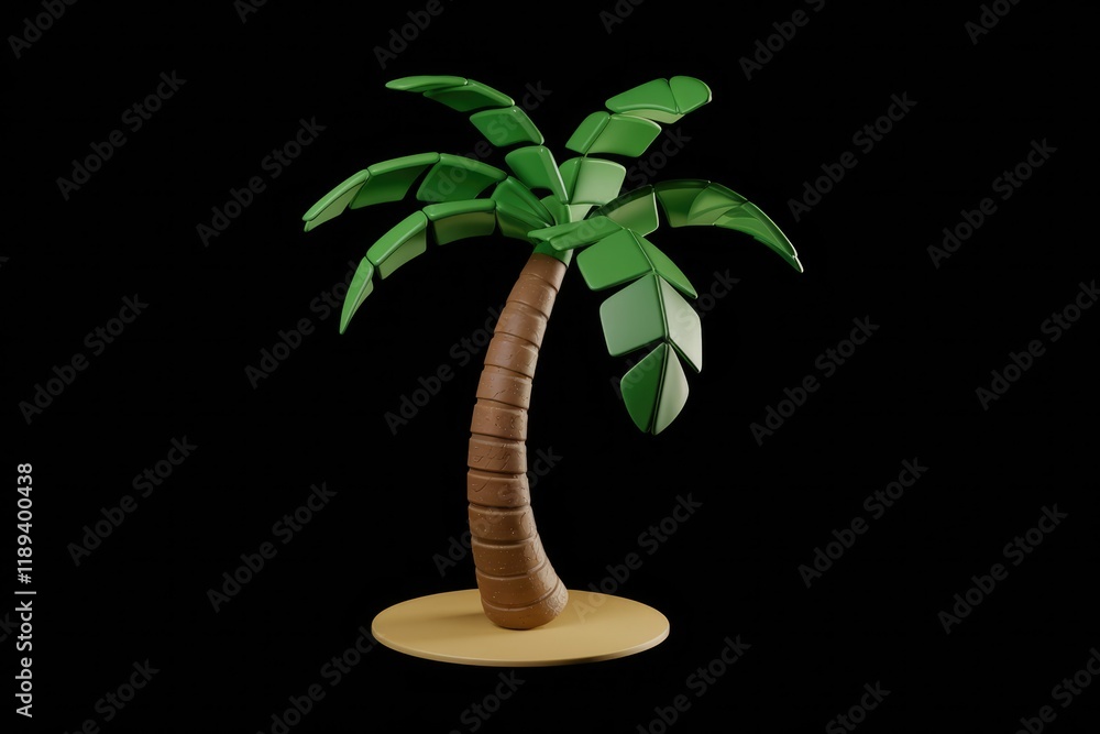 Leinwandbilder stylized 3d render of a palm tree on a transparent background, simple and playful design.