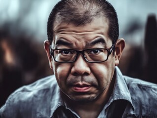 Fototapeta premium A man with glasses looking at the camera