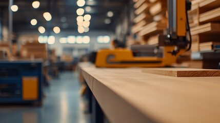 A woodworking workshop with tools and materials, showcasing industrial craftsmanship.