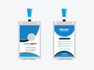 Professional Blue and Gray Modern ID Badge Design Template