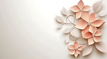 Elegant Peach Flowers with Delicate Leaves Design
